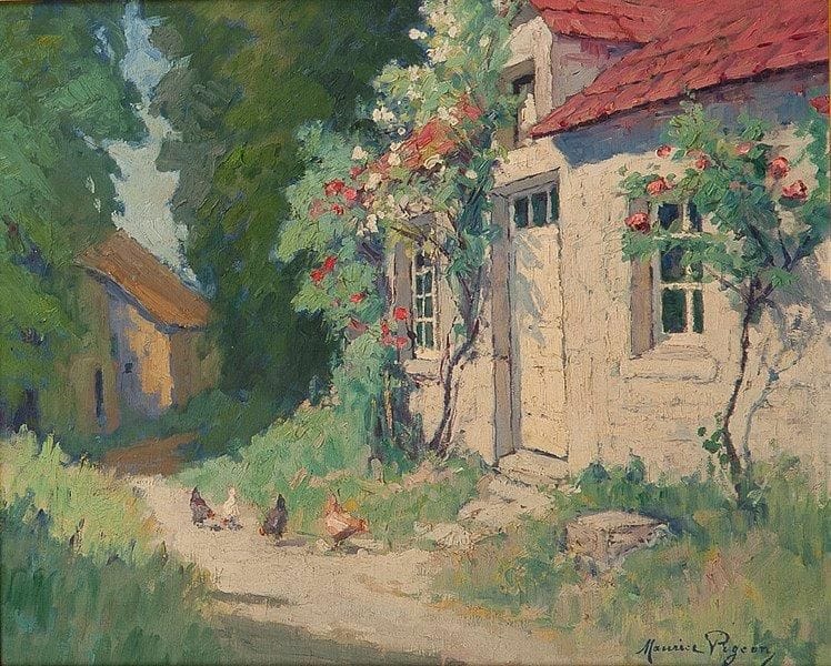 Maurice PIGEON (1883-1944)
Les Poules Huile sur toile. Signée en bas à droite 38 x 46 cm