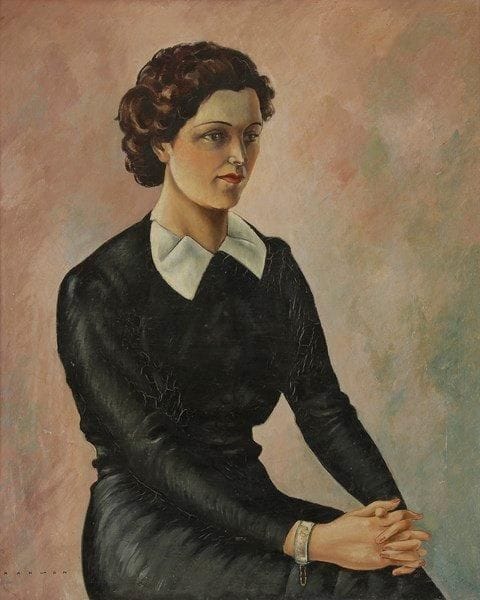 René RANSON (1891-1977)
Femme assise de trois-quarts Huile sur toile. Signée en bas à gauche. (Craquelures et petite restauration). 81 x 65 cm