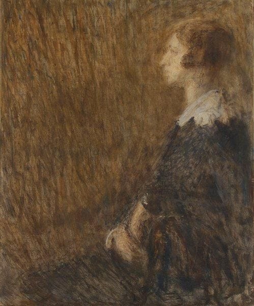 Florence K. UPTON (1873-1922)
Étude de femme de profil Huile sur toile. Non signée. Annotée au dos sur le châssis. 100 x 81 cm