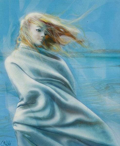 Jean-Baptiste VALADIE (né en 1933)
Femme dans le vent Huile sur toile. Signée en bas à gauche. 55 x 46 cm
