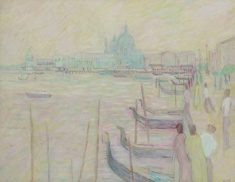 Véronique VERON (née en 1927)
Venise, La Salute Huile sur toile. Signée en bas à droite. 73 x 92 cm