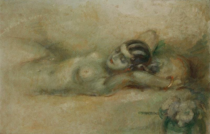 Georges VILLA (1883-1965)
Femme endormie Huile sur carton. Signée en bas à droite. 46 x 71 cm