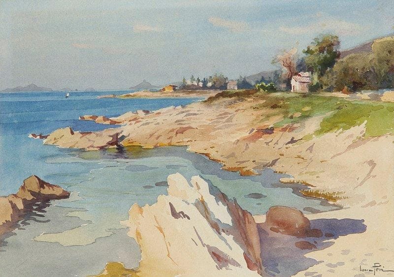 Lucien PERI (1880-1948)
Ajaccio, la Routes des Sanguinaires Aquarelle. Signée en bas à droite. 21,5 x 30 cm