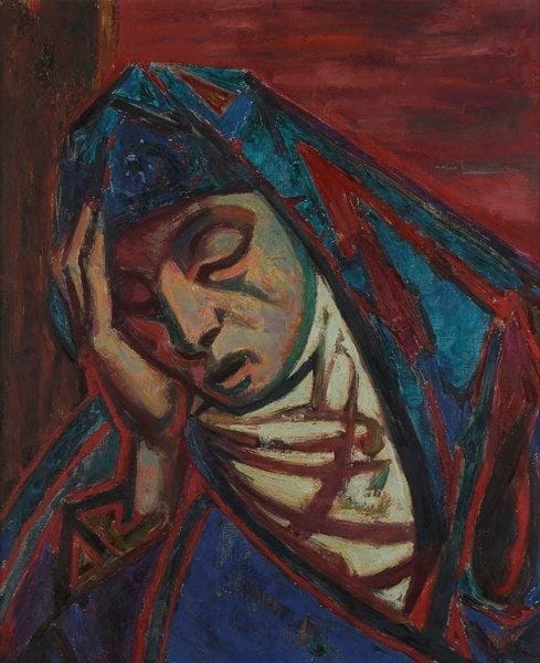 Jean Aujame (1905-1965)
Sainte, 1944 Huile sur toile. Signée et datée en bas à droite. 73 x 60 cm