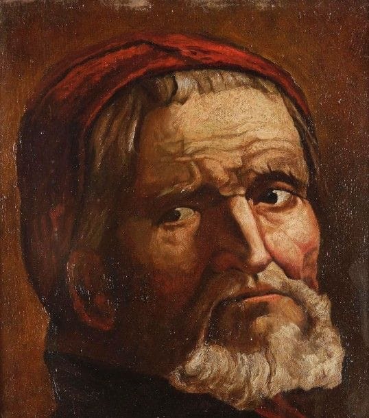 École BELGE du XIXe siècle
Portrait d’homme au bonnet rouge
Panneau.
Porte un monogramme en bas à droite HL.
28,5 x 25,5 cm