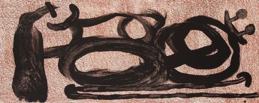 MIRÓ (Joan)
L'Oiseau solaire, l'oiseau lunaire, étincelles. Paris: Maeght éditeur, 1967. - In-4, (2 ff.), 25 pp., (8 ff. dernier blanc), couverture illustrée. En feuilles, chemise et étui d'édition.

Numéro double 164-165 de la revue Derrière le miroir, publié à l'occasion de l'exposition de peintures, bronzes, céramiques, encres et collages de Joan MIRÓ à la Galerie Maeght, illustré de 5 LITHOGRAPHIES ORIGINALES EN COULEURS dont une en triple page, de 5 lithographies en couleurs dont 2 sur double page et de 22 reproductions en noir.
Le numéro comprend également un texte de Patrick Waldberg intitulé Le Miròmonde et deux poèmes, l'un d'André Frénaud (Deux oiseaux fabuleux à Altomirò) et de Shuzo Takigushi (Itinéraire).
UN DES 150 EXEMPLAIRES DE TÊTE NUMÉROTÉS SUR PAPIER VÉLIN DE RIVES ET SIGNÉS PAR L'ARTISTE.
Fente à une charnière de la chemise