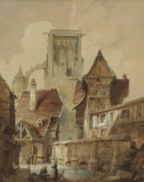 François Étienne VILLERET (c. 1800-1866)
La Cathédrale, 1833 Aquarelle. Signée et datée en bas à droite. 26 x 21 cm