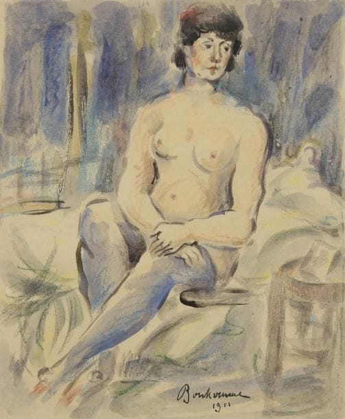 Léon BONHOMME (1870-1924)
Femme nue assise, 1911 Aquarelle. Signée et datée en bas vers la droite. 21 x 17,5 cm