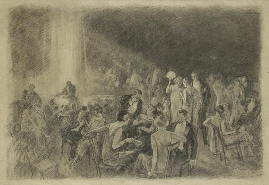 Miklos VADASZ [hongrois] (1884-1927)
Hôtel Excelsior Lido, 1924 Dessin au crayon noir. Signé, daté et titré en bas à droite. (Déchirures et plis). 37 x 53 cm