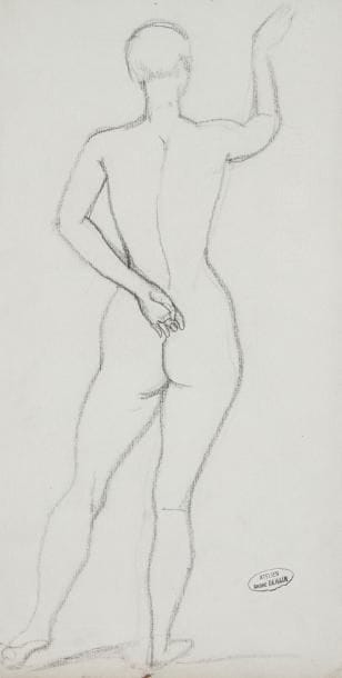 André DERAIN (1880-1954)
Nu féminin Dessin au fusain. Porte le cachet de l'atelier en bas à droite. (Lugt 668a). Porte le cachet de la vente de l'atelier à Saint-Germain-en-Laye en 2002 au dos. 32 x 16,5 cm
