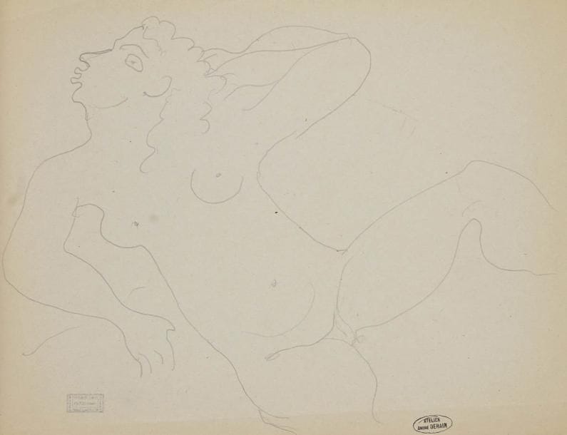 André DERAIN (1880-1954)
Étude de femme nue Dessin à la mine de plomb. Porte le cachet de l'atelier en bas à droite. (Lugt 668a). Porte le cachet de la vente de l'atelier à Saint-Germain-en-Laye en 2002 au dos. 25 x 32 cm
