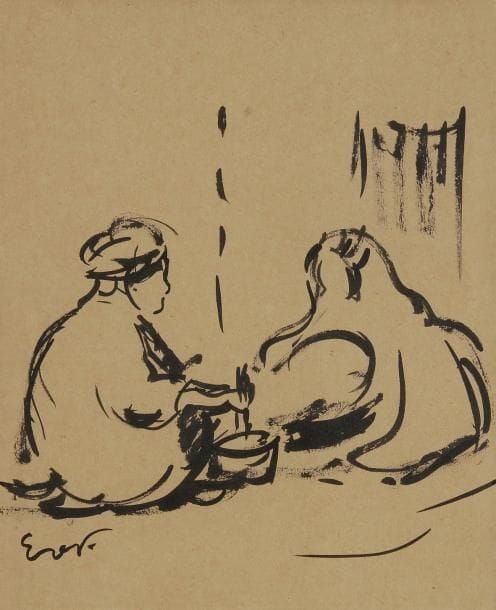 Emile-Othon FRIESZ (1879-1949)
Bédouins Dessin à l'encre. Signé en bas à gauche. 24 x 19,5 cm Provenance: Vente Ader-Picard-Tajan, Paris, 27 novembre 1991, n° 28 du catalogue.