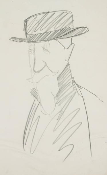 Sacha guitry (1885-1957)
Anatole France Dessin à la mine de plomb. Non signé. 27,5 x 17,5 cm