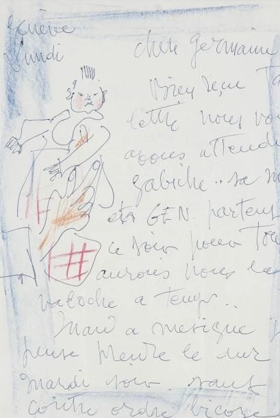 GEN-PAUL (1895-1975)
Personnage Dessin au stylo et crayon. Sur une lettre de l'artiste. 29 x 20 cm