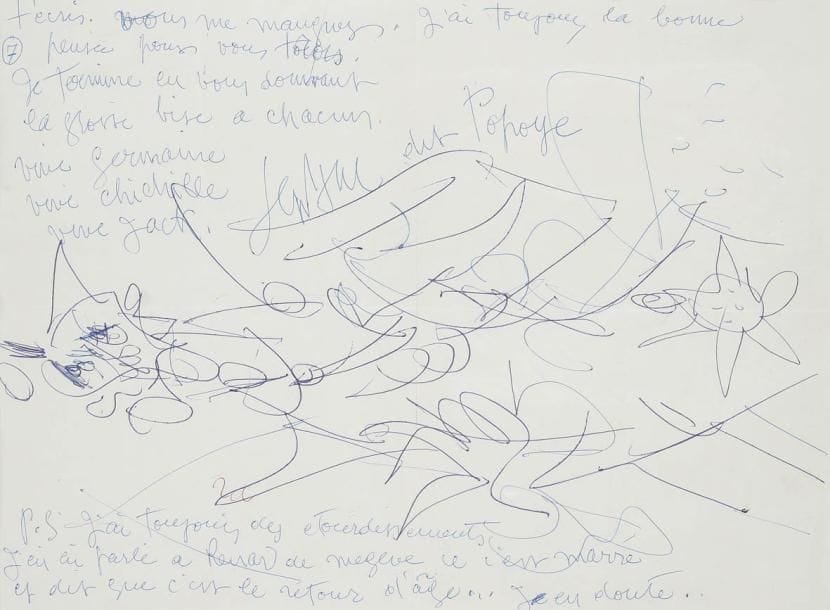 GEN-PAUL (1895-1975)
Personnage Dessin au stylo. Signé. Sur une lettre de l'artiste. 39 x 29 cm