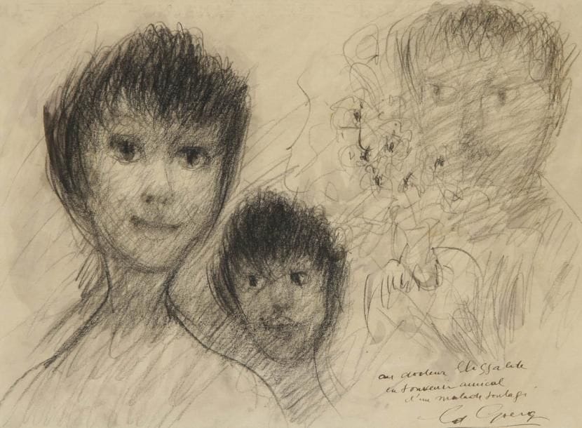 Edouard Goerg (1893-1969)
Trois visages Dessin au fusain. Signé et dédicacé en bas à droite. 24 x 32 cm