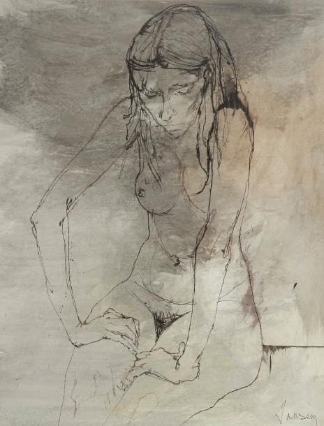 JEAN JANSEM (1920-2013)
Femme nue assise Aquarelle et encre sur papier. Signée en bas à droite. 65 x 50 cm