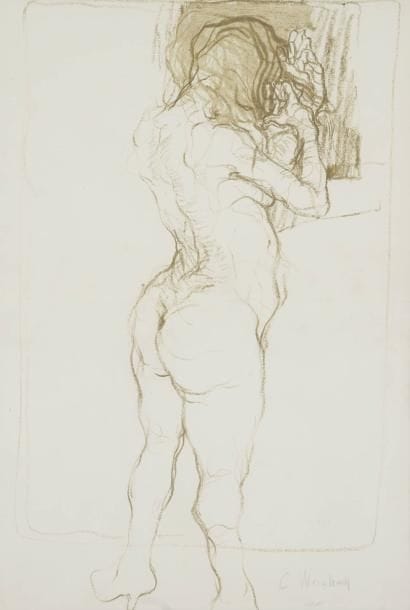 Claude WEISBUCH (1927-2014)
Femme à sa toilette Dessin au pastel gras. Signé en bas à droite. (Pli). 64 x 45 cm