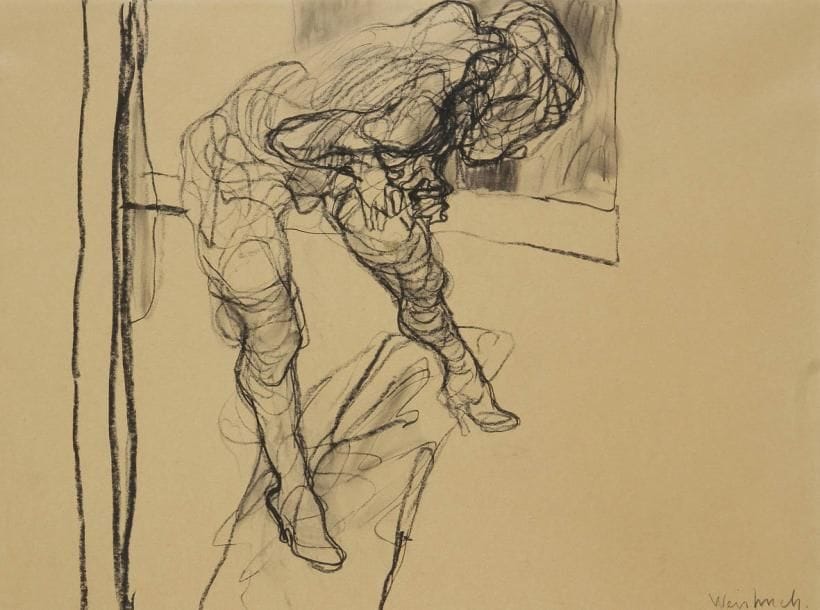 Claude WEISBUCH (1927-2014)
Femme aux bas Dessin au fusain. Signé en bas à droite. 48 x 63 cm