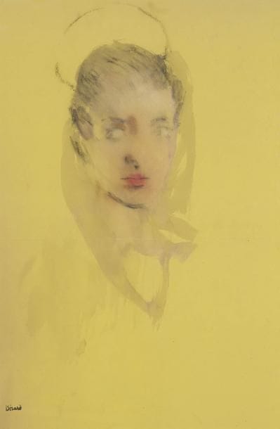 Christian BÉRARD (1902-1949)
Portrait de jeune fille Dessin à l'aquarelle et crayon noir sur papier jaune. Porte le cachet de la signature en bas à gauche. (Pli médian horizontal). 56 x 38 cm