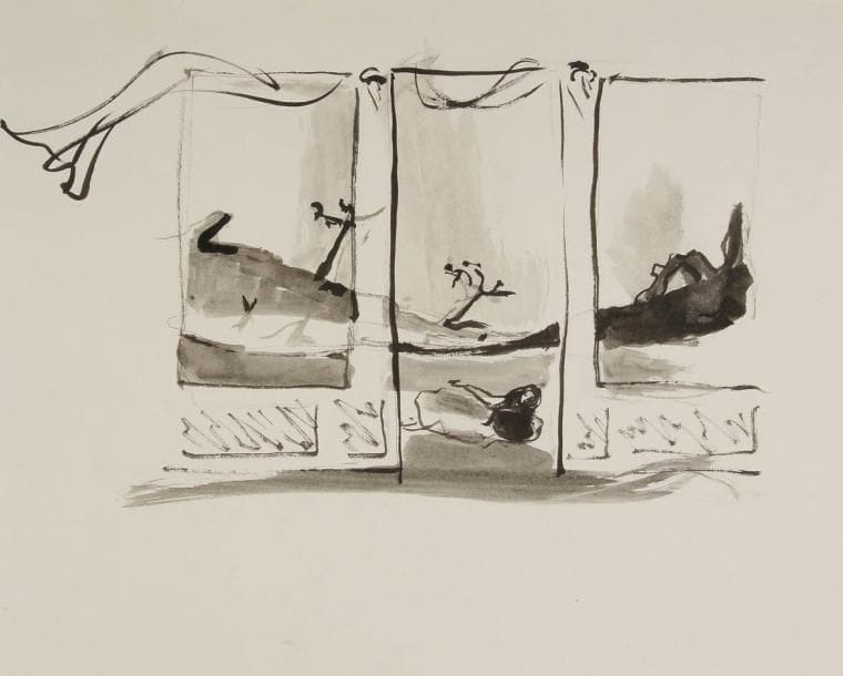 Christian BÉRARD (1902-1949)
La Symphonie fantastique Dessin à l'encre. Porte le cachet de la signature au dos. 25 x 42 cm