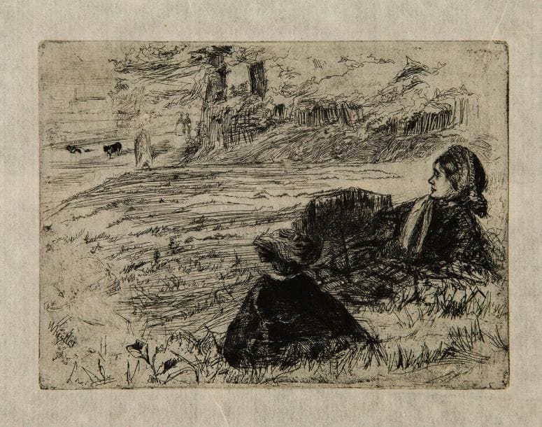 James Abbott McNeill WHISTLER (1834-1903)
Nursemaid and Child. 1859. Eau-forte et pointe sèche. 133 x 98. Kennedy 37. Très belle épreuve sur japon vergé pelure. Fin pli de tirage vertical en pied. Bonnes marges