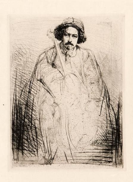 James Abbott McNeill WHISTLER (1834-1903)
J. Becquet, sculpteur. 1859. Eau-forte et pointe sèche. 192 x 253. Kennedy 52. Très belle épreuve sur japon vergé mince. Minuscule tache dans la marge gauche. Courts plis cassés dans l'angle supérieur gauche. Toutes marges non ébarbées
