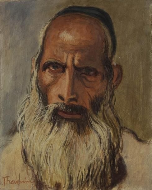 Pierre THENEVIN (1905-1950)
Rabbin marocain Huile sur toile. Signée en bas à gauche. 41 x 33 cm