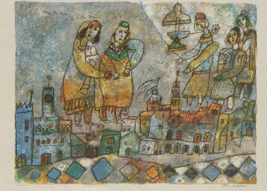 Théo TOBIASSE (1927-1993)
Dans les rues de la belle Vérone Lithographie couleur. Signée en bas à droite et justifiée sur 150. 52,5 x 73,5 cm