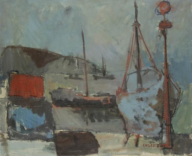 Engel ZWI (XXe siècle)
Bateaux au port Huile sur toile. Signée en bas à droite. 70 x 84 cm