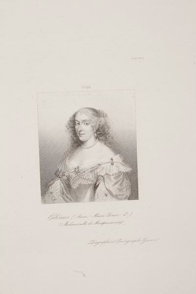 Anne-Marie-Louise d'Orléans, duchesse de montpensier (1627-1693)
«La Grande Mademoiselle»; fille de Gaston d'Orléans, héroïne de la Fronde.Lettre autographe signée «Anne Marie Louise Dorleans», «Obterre [Aubeterre] ce 29 dans la chambre de la Reine», à Nicolas Goulas [homme de confiance de Gaston d'Orléans]; 2 pages in-4 (encre un peu pâle), adresse avec cachets de cire noire à ses armes sur lacs de soie noire (portrait gravé joint).Elle le remercie d'avoir fait ce qu'elle voulait pour les filles d'Este mariées; puis elle parle de l'affaire de Bernis: «javes toujour et de votre santimant», mais il lui avait dit qu'il «i alet de son honeur [...] je ne le preferes pas a un autre an quelque chose de sorte que je luy aves dit je vous fes doner les provisions a condition que vous me les remeteres dans sins mois desirant que sete ville ne resoive les ordre que du gouverneur du peis et mesme je luy dis la reson que vous me mandes que ses jans la setant dones a moy et temoignant ne le pas desirer je ne les pouves pas contrindre a se poin la il mavet prié que je nan parlase à persone. Si vous jujez plus a propos de diminuer le tans la chose depan de Monsieur mes que cela se fase dune maniere quil paroise etre prefere a lotre et suis fort ese que votre santimant se soit trouvé conforme au mien sela man donera dorenavant meileure opinion»...