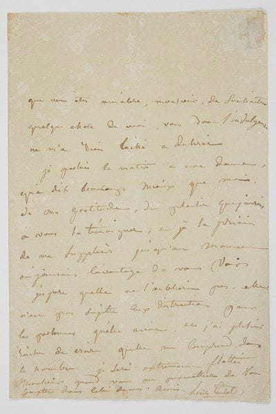 Louise CONTAT (1760-1813) actrice, sociétaire de la Comédie-Française, elle créa la Suzanne du Mariage de Figaro.7 lettres autographes signées «Louïse Contat» (une non signée); 9 pages formats divers (portrait joint).[1796-1797?], à propos de son procès pour conserver la location de sa maison à Chaillot: «Quel infernal homme vous êtes! Je vais faire de nouveau chercher les renseignemens que je vous avais remis, mais je doute de réussir a les rassembler. Au reste il me semble qu'il s'agirait moins de soutenir si le sequestre est bien mis, que de prouver qu'il l'est, et que le département seul peut l'annuler»... Strasbourg 14 floréal (4 mai 1800), elle a été fort bien traitée à Strasbourg, mais les premiers apprêts de la guerre lui ont fait une vive impression: «toujours se battre! ah! mon ami, le voeu général, le voeu de paix se fortement exprimé par toutes les bouches, ne sera t'il donc jamais réalité?» Jeudi 12 décembre: «Mes beaux yeux ont pleuré mon aimable dame, du dommage dont vous les rendez responsables [...]. Vous ne vous contentez pas d'être remarquable par vos talens, vous voulez l'être aussi par votre indulgence, en m'offrant une revanche, que les apparences me donnaient peu le droit d'espérer. Eh bien je vous la demande pour mardi prochain, j'enverrai chercher votre piano, crainte de vous en offrir un moins digne de vous»... Ce mercredi [vers 1805-1809], à Baptiste aîné, artiste dramatique, réclamant une réponse à sa demande pour son ami Roger... Mardi [1803-1810], à Mlle Neury: elle doit se rendre d'urgence à sa maison de campagne menacée par un débordement de la Seine... à M. Desalgues: elle est flattée qu'il veuille quelque chose d'elle, «vous dont l'indulgence ne m'a rien laissé a desirer»... Mardi, au sujet de l'avancement d'un militaire: «Je voudrais bien que vous me l'apportassiez mercredi, on dit Mr Bra de retour; et c'est bien tant mieux! nous tiendrions un Conseil de guerre!»... Elle signe «Louise de Parny».On joint une pièce signée «Louïse Con