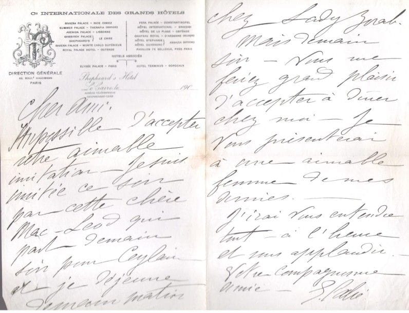 MUSIQUE. 55 lettres ou cartes, la plupart L.A.S., adressées au poète et conférencier Achille Segard (mouillures et défauts à certaines lettres). {CR}Jane Bathori, Raymond Bonheur (4), Emma Calvé (5), Jeanne Chausson, Émile Engel, Gabriel Fauré, Alexandre Georges, Louis Ganne, Reynaldo Hahn (15), Jeanne Hatto (6), Jean Huré (4), Joseph Jongen, Charles Koechlin, Charles Lecocq, Fernand Le Borne, Xavier Leroux, Jules Massenet, Veuve Nadaud…
