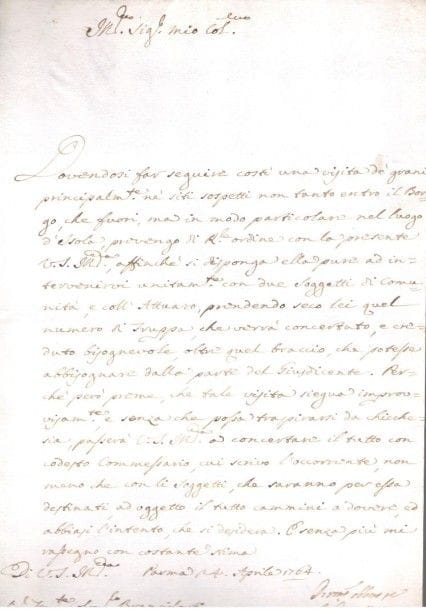 PARME. Guillaume du tillot (1711-1774) homme politique, il fut Premier ministre du duché de Parme. 29L.S. avec compliments autographes, Parme ou Colorno 1763-1771, au comte Francesco Branciforti, colonel; 45pages formats divers; en italien (les 4 premiers en espagnol).{CR}Ordres militaires au sergent puis lieutenant-colonel de la place de Piacenza, sous l’autorité de l’Infant duc de Parme: affaires de police, mouvements de troupes, lutte contre les contrebandiers, milices, logement de soldats, recherche d’individus, promotions ou décisions concernant des soldats, déserteurs, etc.

