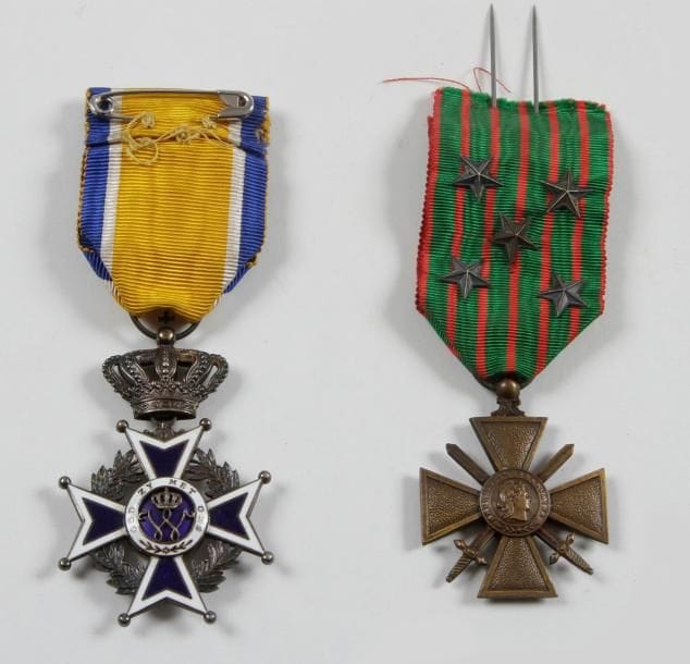 PAYS-BAS - FRANCE

ORDRE D'ORANGE-NASSAU, institué en 1892.
Étoile d'officier.
Argent et émail. Ruban à rosette.
SUP. On y joint une croix de guerre française 14-18 à cinq étoiles