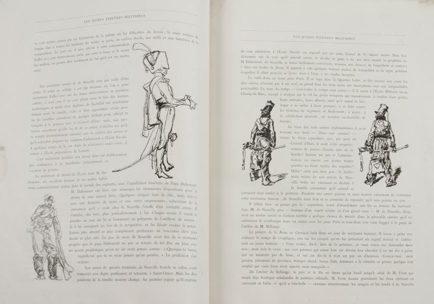 GOETSCHY

 «Les jeunes peintres militaires: de Neuville, Detaille, Dupray.»
Reliure demi-maroquin rouge, dos à nerfs.
Baschet, 1878, 140 pages richement illustrées, avec photographies contrecollées des trois peintres.
A.B.E. (Traces d'humidité)