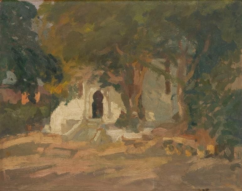 Elie Anatole PAVIL (1873-1944)
Mausolée au Maroc Huile sur panneau. Signée en bas à droite. 33 x 41 cm