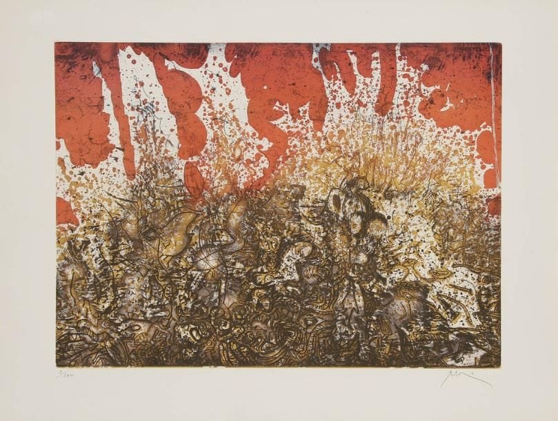 Mario PRASSINOS (1916-1985)
La Vague rouge, 1964 Eau-forte et aquatinte. Signée et numérotée sur 100. Titrée et datée au dos. 43 x 59 cm