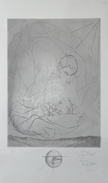 Pierre Yves TREMOIS (né en 1921)
Le Couple, 1973 Lithographie sur papier aluminium. Signée, datée, dédicacée et numérotée sur 50. 103.5 x 63.5 cm