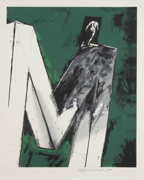 Vladimir VELICKOVIC [serbe] (né en 1935)
L'Homme qui marche, projet pour Marignan, 1988 Sérigraphie. Signée, datée et justifiée EA 6/25. 72 x 58 cm