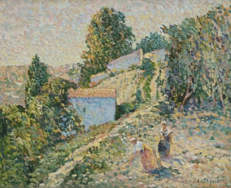 Eugène BEGARAT (né en 1943)
Au jardin Huile sur toile. Signée en bas à droite. 38 x 46 cm