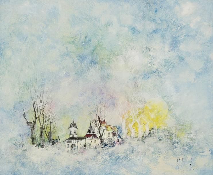François BOUCHEIX (Né en 1940)
Dernières neiges sur un village Huile sur panneau. Signée en bas à droite. 50 x 61 cm
