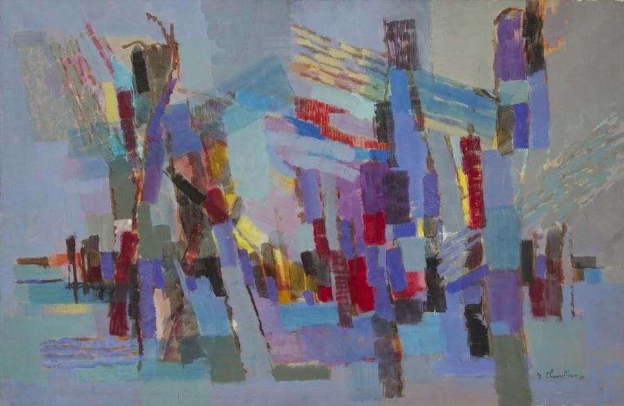 Jean CHEVOLLEAU (1924-1996)
Côte sauvage le soir, 1961 Huile sur toile. Signée et datée en bas à droite. Signée, datée et titrée au dos. 65 x 100 cm