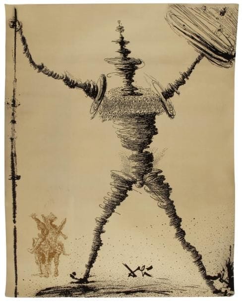 D'après Salvador DALI
Don Quichotte et Sancho Pancha Tapis en laine. D'après l'une des 12 lithographies d'illustration pour Don Quichotte de la Manche, publiées par Joseph Foret en 1956. H:230 x L: 174 cm