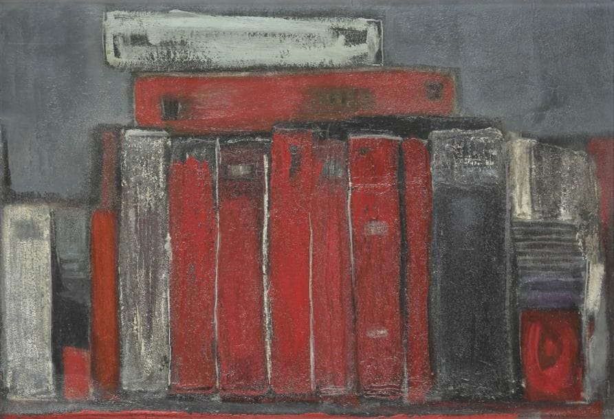 Pierre GRIMM (1898-1979)
Les Livres, vers 1960 Huile sur toile. Signée en bas à droite. 38 x 55 cm