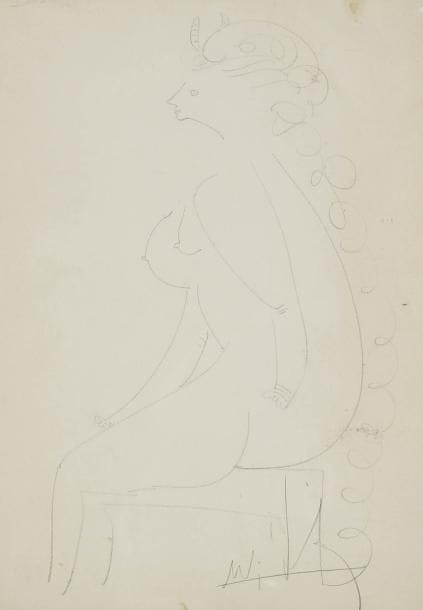 Wifredo LAM [cubain] (1902-1982)
Femme nue de profil Dessin à la mine de plomb. Signé en bas à droite. 31 x 21.7 cm