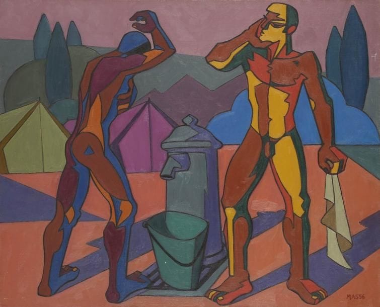 Félix MASSE (1919-1981)
A la fontaine Huile sur toile. Signée en bas à droite. 65 x 81 cm