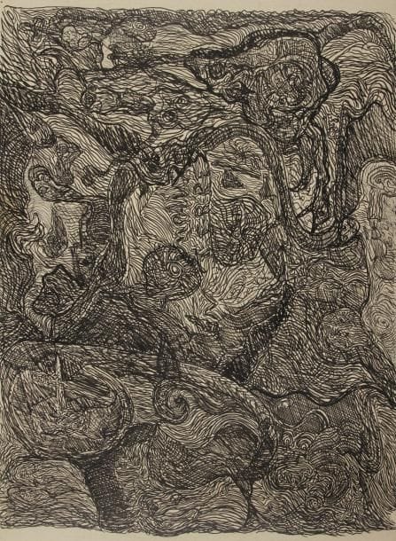 Jean-François OZENDA (1923-1976)
Les Chemins de Croix, 1954 Dessin à l'encre. Signé et daté en bas vers la droite. 32 x 50 cm