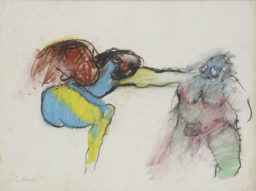 Jean ROULLAND (Né en 1931)
Personnages, 1971 Pastel gras. Signé et daté en bas à gauche. 50 x 65 cm