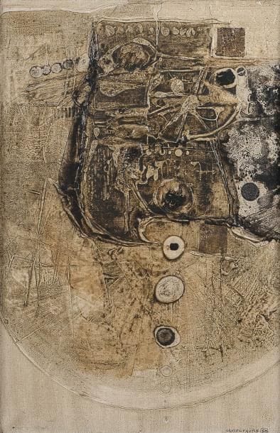 JEAN-PIERRE VIELFAURE (NÉ EN 1930)
La Guipure d'Haleine, 1961 Huile sur toile. Signée et datée en bas à droite. Signée, datée, titrée et numérotée au dos. 41 x 27 cm
